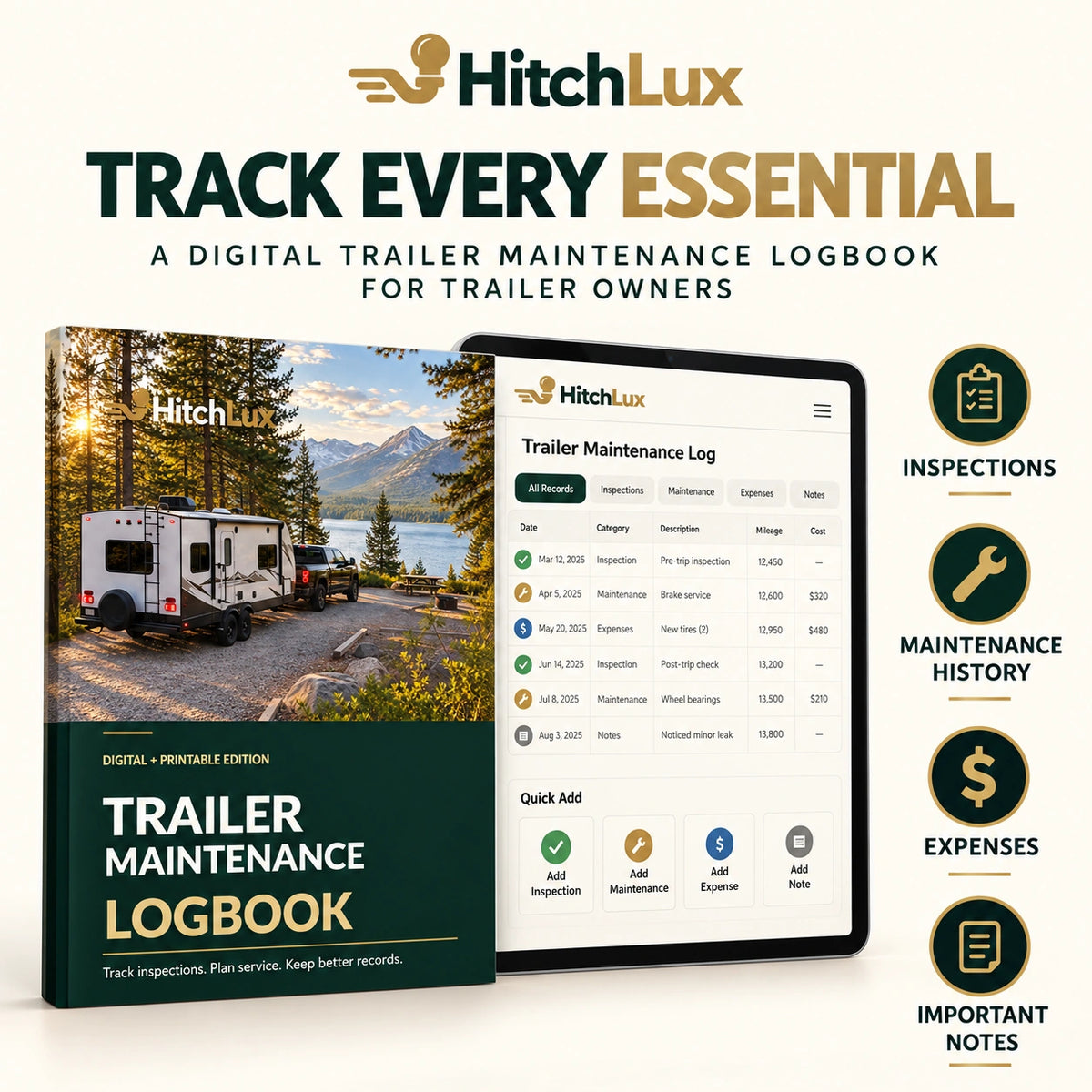 HitchLux Digital Trailer Maintenance Logbook